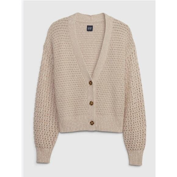 Gap Mixed Stitch Cardigan Ivory Beige - M Tall - Picture 1 of 5
